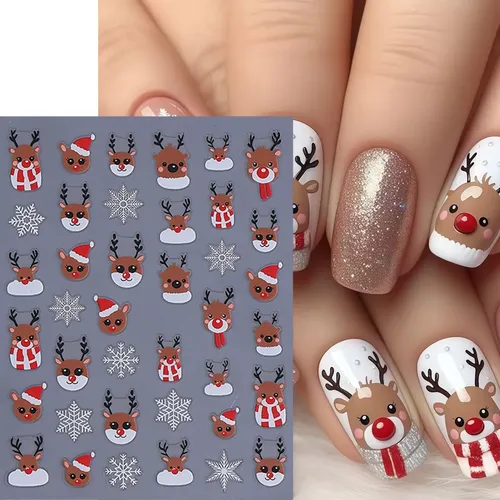 Pegatinas De Uñas Csybaris Christmas Red Winter Snowflake 3d