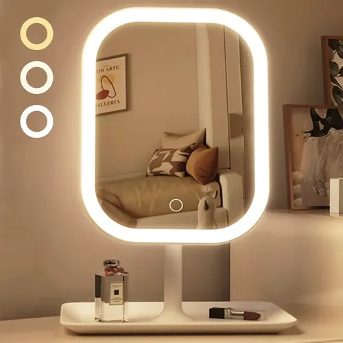 Q Espejo De Maquillaje Con Luz Led Táctil De Escritorio M
