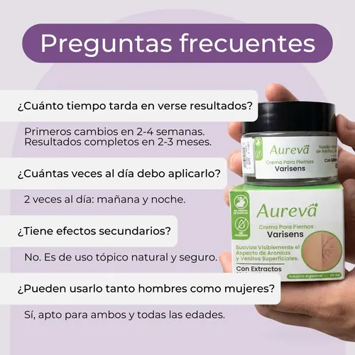 Crema Para Varices Arañitas Piernas Aureva Varisens 50ml