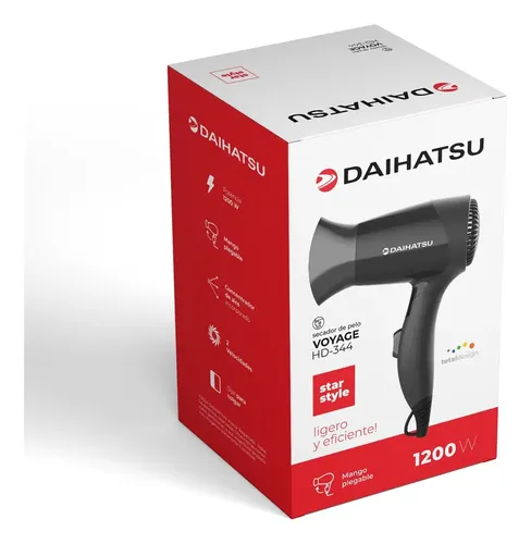 Secador De Cabello Daihatsu Pelo Hd-344 1200w Color Negro