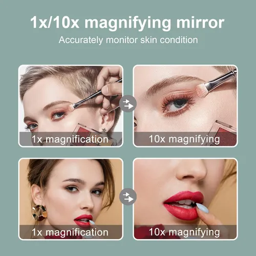 Espejo De Maquillaje Tushengtu Con Aumento 10x Y Luz, 16.5 C