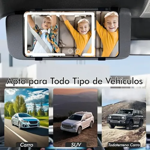 Espejo Maquillaje Auto Con Correa 70 Led Aumento 3 Veces