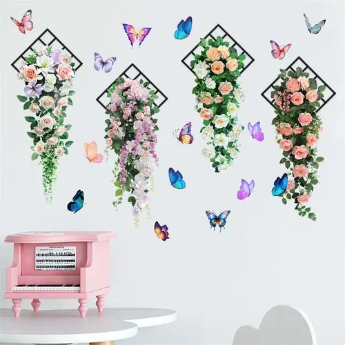 Adhesivos De Pared Con Flores 3d Para Cocinas, Material Pvc