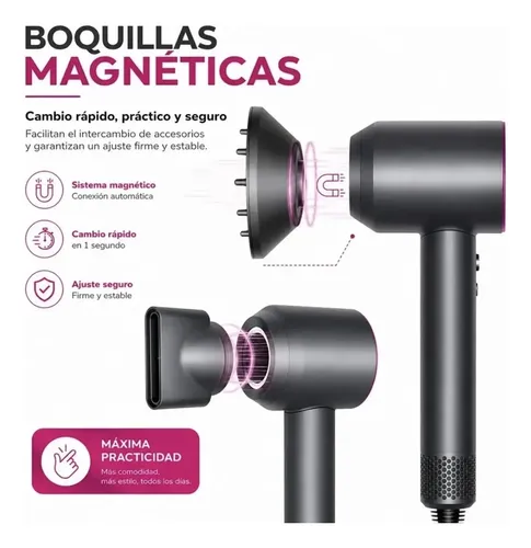 Secador Pelo Profesional 5 Boquillas Soporte 2000w Iónico