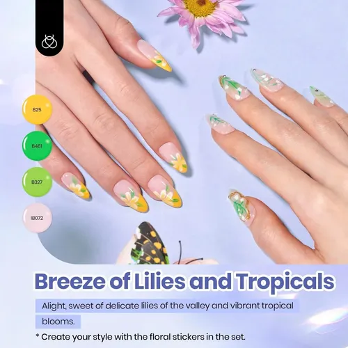 Set Gel Uñas Beetles Pastel Petal Symphony 36-40 Piezas