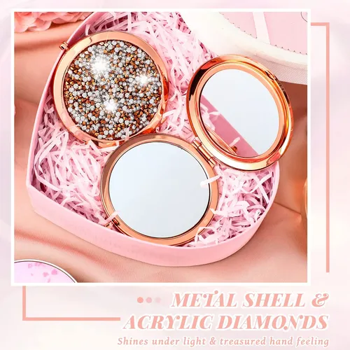 Espejo Cosmético Compacto Vicenpal Con Aumento 7 Cm Oro Rosa