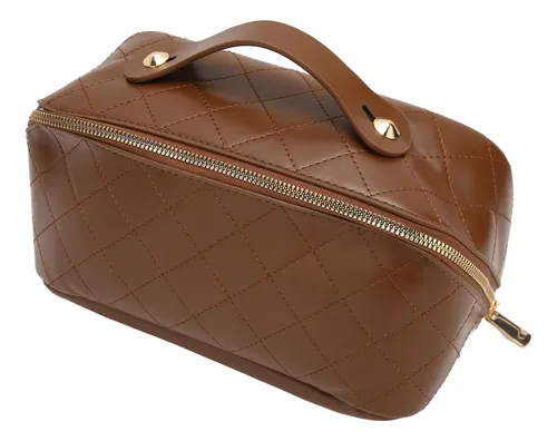 Bolsa De Maquillaje De Piel Sintética Con Gran Apertura Que