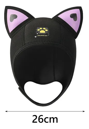 Gorro De Neopreno Con Orejas De Gato Para Buceo, Gorro Negro