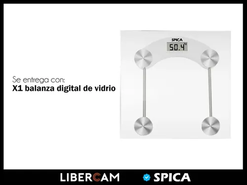 Balanza De Baño Vidrio Pantalla Digital 180kg Spica BA-100 Cuadrada Color Trasparente