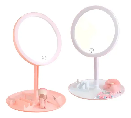 Espejo Led Tactil Portatil Blanco 3 Tonos 16 Cm