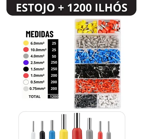 Pinza Crimpadora Con Kit De 1200 Terminales Tubulares