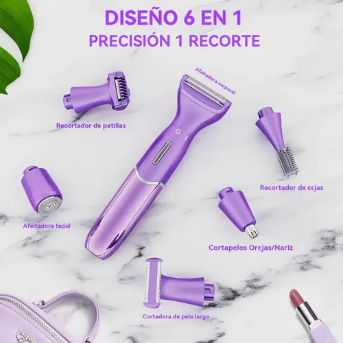 Y Depiladora Eléctrica Violeta 6 En 1 Mujer Inalámbrica Usb