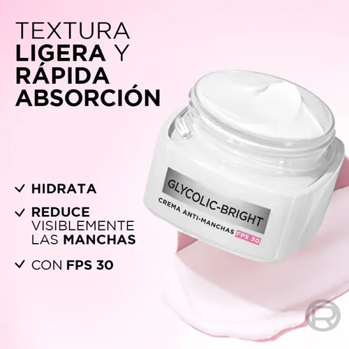Glycolic Bright L’oréal Paris Día Fps30 Anti-manchas X 50 Ml