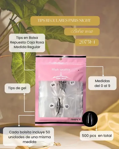 Tips Para Soft Gel Y Press On Paris Night X500 Almendra