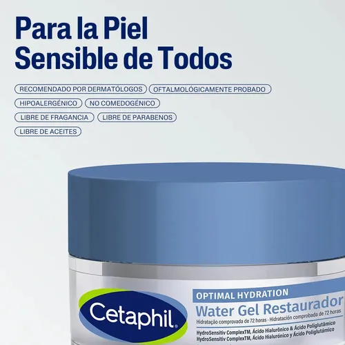 Cetaphil Optimal Hydration Water Gel Hidratante Con Ácido Hialurónico x 478 ml