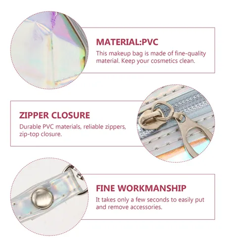 Multi Color Pvc Makeup Bag For Storage Use Outdoor Cosmetic Holographic / Iridescent Solid / Holographic