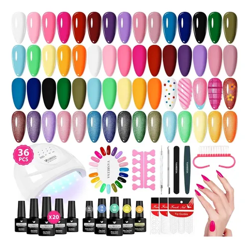 Kit Esmalte Gel Vanreesa 36 Pzs Lámpara Uv 48w
