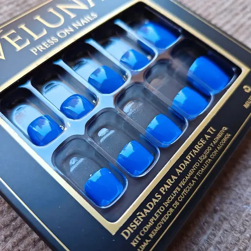 Uñas Press On Para Pies Kit Completo Reutilizable Veluna – Azul