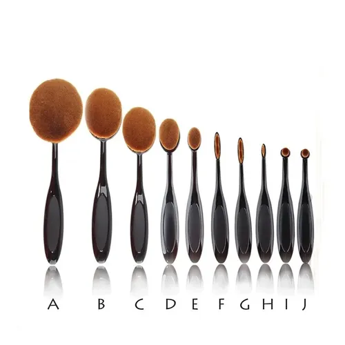 Set Brochas Maquillaje Oval X 10 Un. Con Caja Belleza Makeup