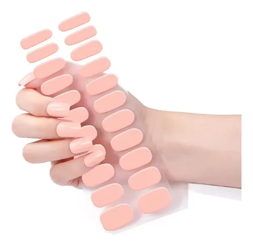 Tiras De Uñas de Gel Premium 22u Autoadhesivas – No Necesitan Lámpara Uv – Rosa Durazno Claro