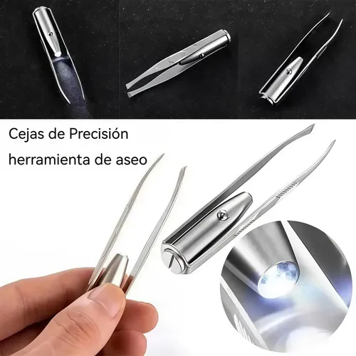 Hpinza De Cejas Curva Con Luz Led Belmira De Acero Inoxidabl