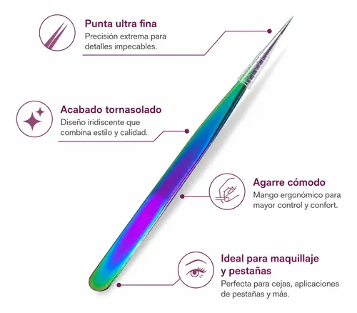 Pinza De Precisión Angular Para Pestañas Postizas Y Cejas