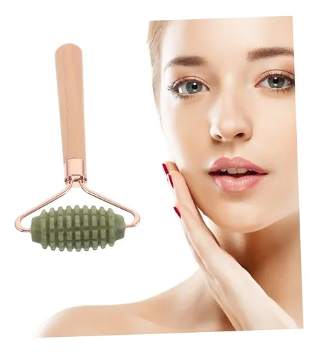 Rodillo Facial De Jade Verde Portátil Para Masaje Y Relax