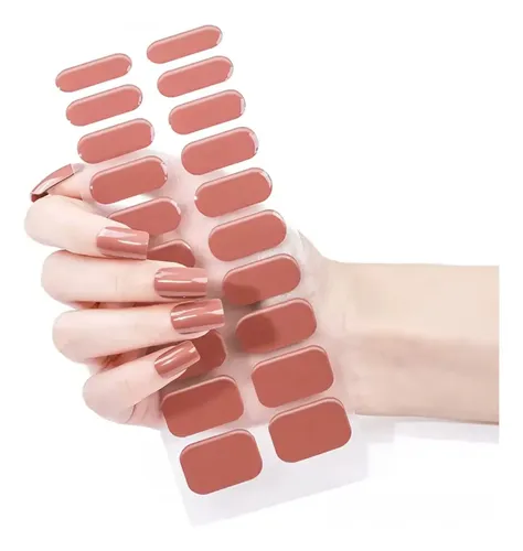 Tiras De Uñas de Gel Premium 22u Autoadhesivas – No Necesitan Lámpara Uv – Rosa Terracota