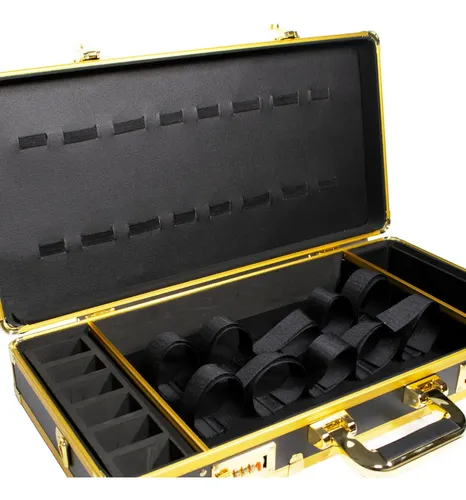 Everest Maletín Organizador Barbería Peluquería Grande Color Negro Y Dorado