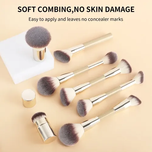 Set De 20 Brochas De Maquillaje Doradas Profesionales De Luj