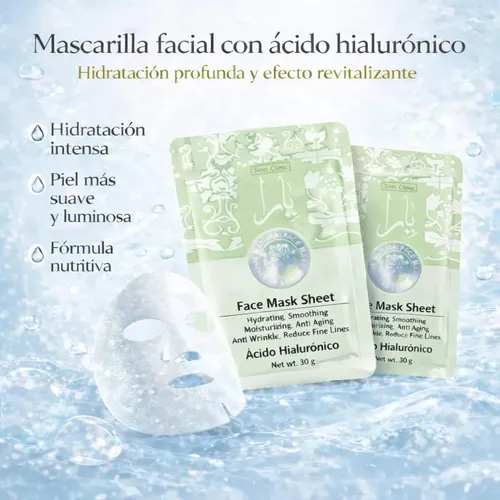 Mascarilla Facial Ácido Hialurónico Hidratante Pack X5 Arabe