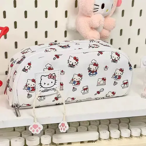 Kj Neceser De Maquillaje De Gran Capacidad Hello Kitty Blanco Hello Kitty All-over Print With Red Bows