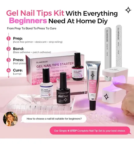 Kit De Extensión De Uñas Glamone: Set De Puntas De Gel Y