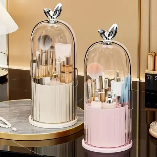 Soporte Giratorio Para Brochas De Maquillaje Con Tapa