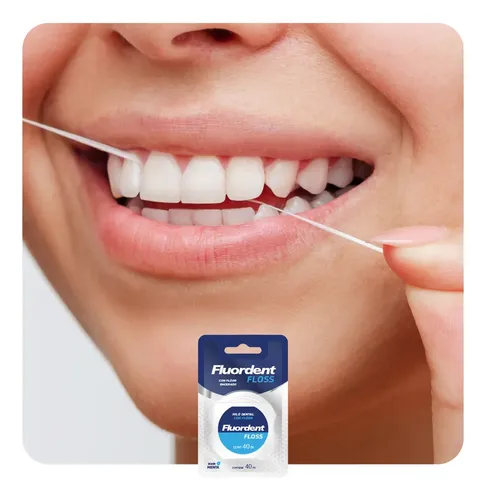Hilo Dental Encerado Fluordent 40m Con Flúor Resistente Deshilachado