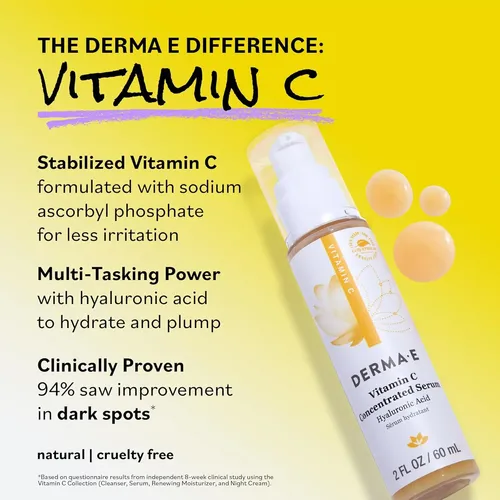 Suero Facial Derma E Vitamina C 59ml Con Ácido Hialurónico.