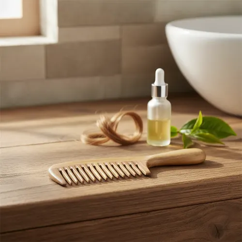 Peine De Madera Diente Ancho C Mango Desenredante Anti Frizz