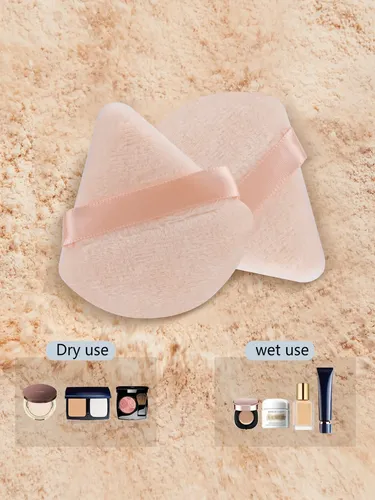 3 Pinceles De Maquillaje Rosas Y Plateados+borla Triangular