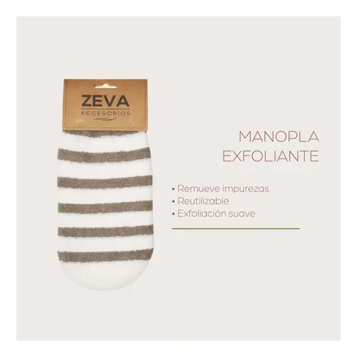 Manopla Exfoliante Rayada Zeva Para Baño Corporal