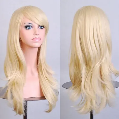 Peluca Rubia Larga Y Rizada Pelo De Cosplay Resistente Al
