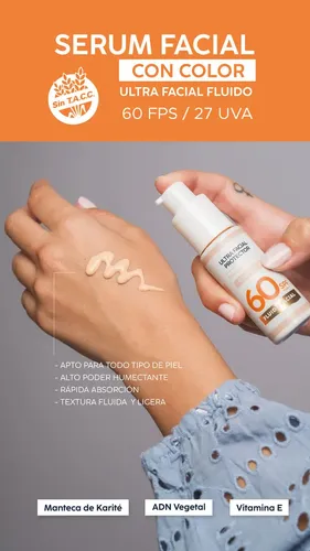 Protector Solar Facial Factor 60 Tono Light Antiage Piel Sensible Fluido