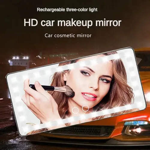Espejo De Maquillaje Para Auto Luminoso Led Usb Recargable