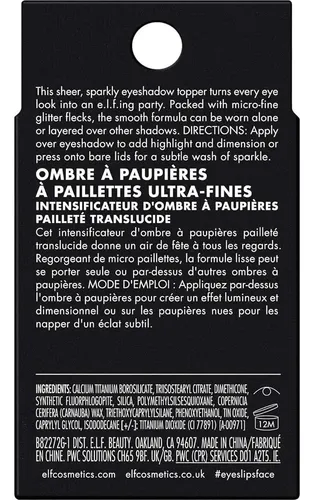 Sombra Glitter Translúcida E.l.f. Platinum 0.07 Oz