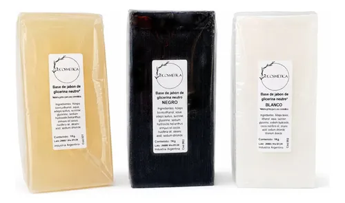 Base Jabón Glicerina Neutro Blanco Negro 1kg X 3 Ecosmetica