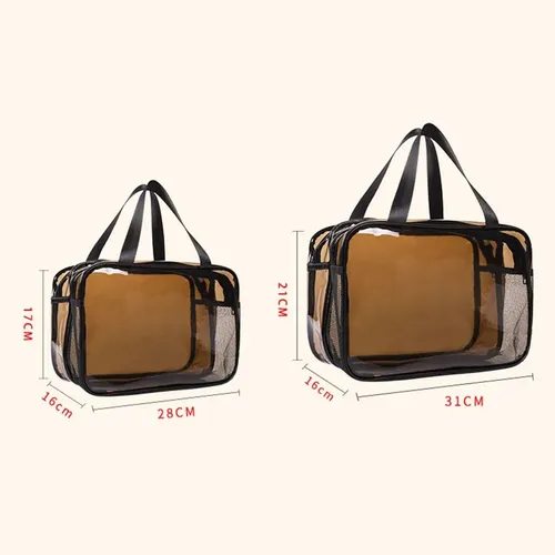 Bolsa De Maquillaje Organizadora Impermeable Pvc Café