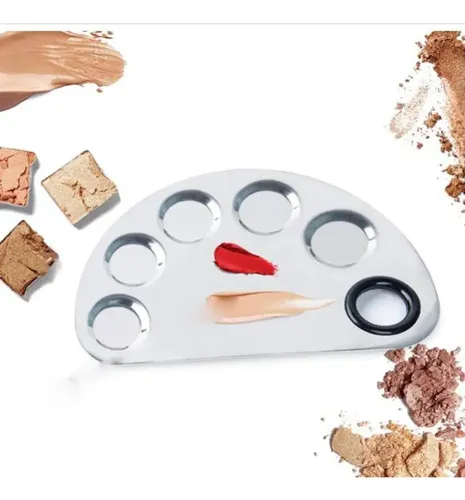 ~ 5 Paleta De Mezcla Maquillaje Metal Con Pozos E
