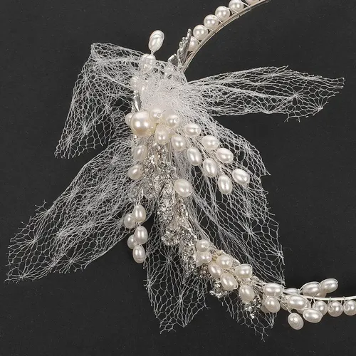 Diadema De Novia Con Perlas De Cristal Para El Cabello