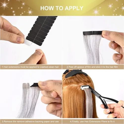 Pinzas Para Extensiones De Cabello Con Cinta Adhesiva, Super