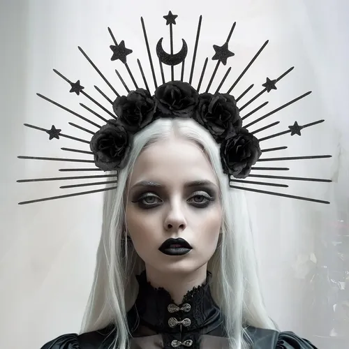 Diadema Gótica Con Forma De Halo, Sol Y Luna