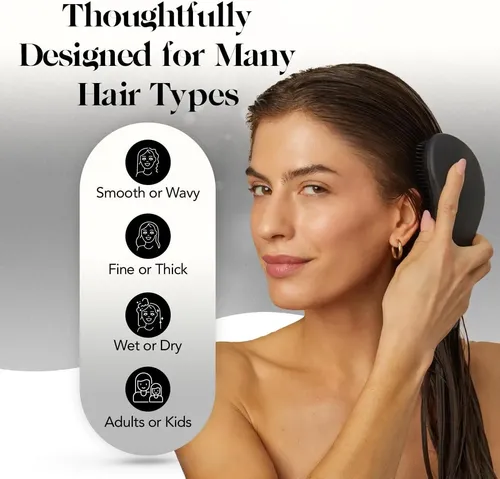Cepillo Desenredante Kitsch Oblongo Negro Para Todo Cabello